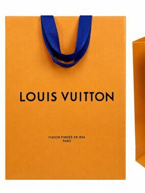 Louis Vuitton Large Shopping Gift Bag 10x14 Orange Blue Rope Handles Used
